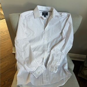 Jos. A. Bank White and Blue Dotted and pink diamond Shirt